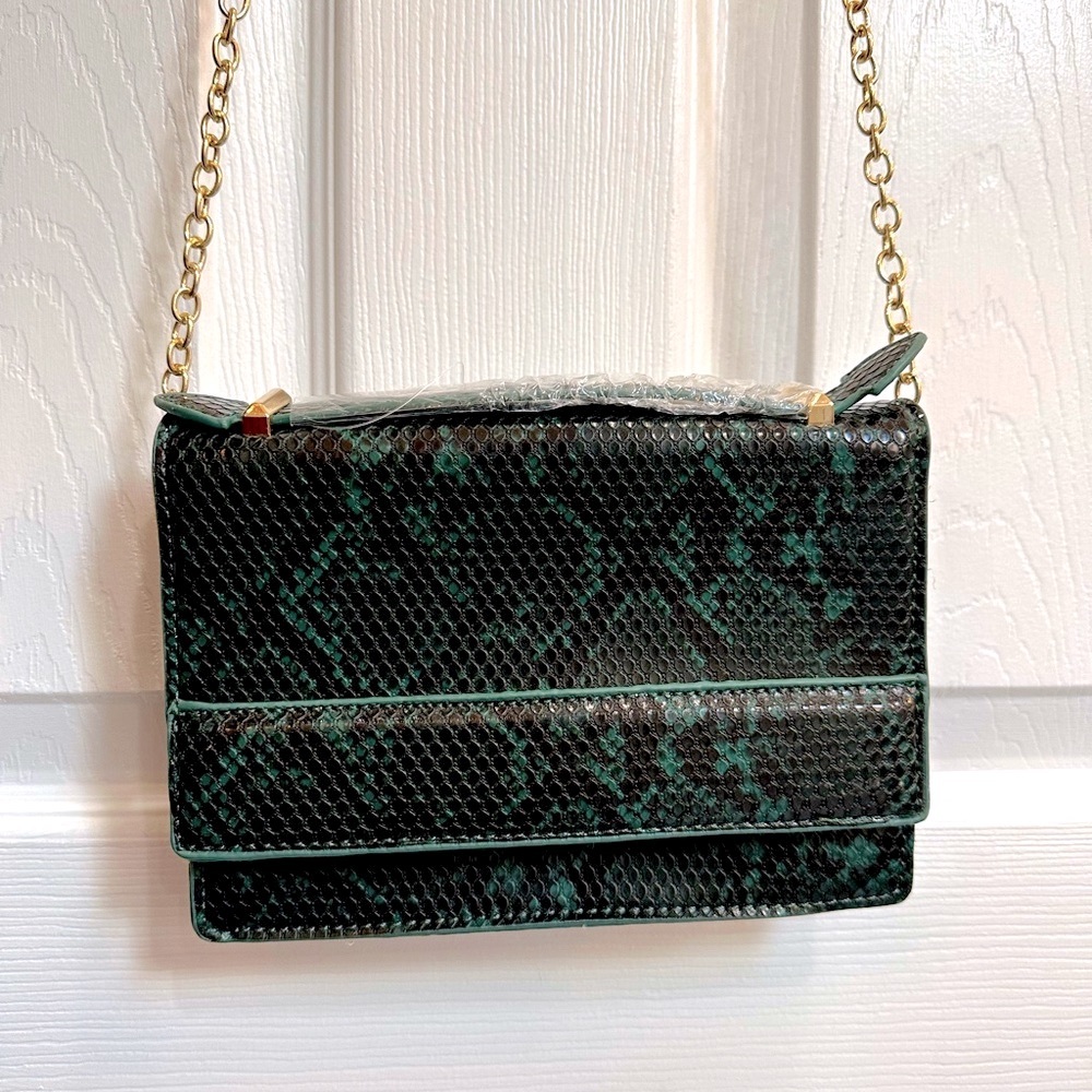 Brand new Pink Haley vegan green animal print crossbody bag - Picture 1 of 8